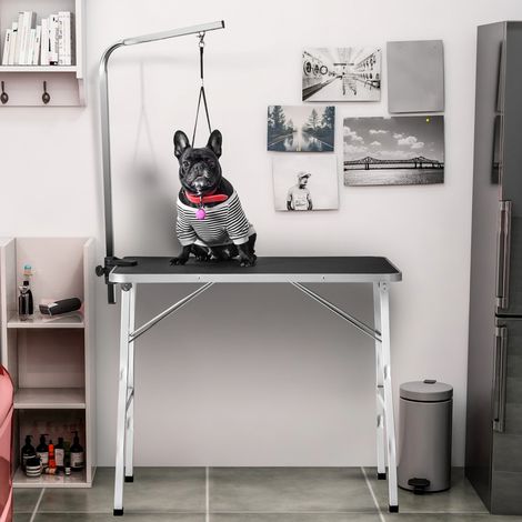 Mesa de peluquería para mascotas 90x60x76 cm, acero negro, fácil de montar FLORAGRACE (1/5)
