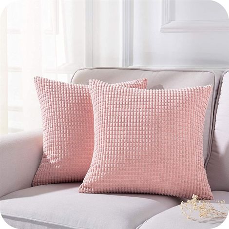 Housse de Coussin 45x 45 cm en Coton Mélangé Doux pour Coussin Canape Decoratif, 2 PCS Housse Coussin Scandinave de Coussin Sol （rose） (1/2)