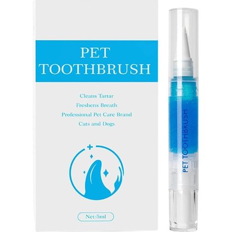 Pet Toothbrush Pen - 5ml Pet Breath Freshener, Cat Teeth Cleaning Pen for Kittens, Soft Bristle Applicator with Twist-Action, Mouth Hygiene Tool for Removing Plaques and Refreshing Breath (1/5)