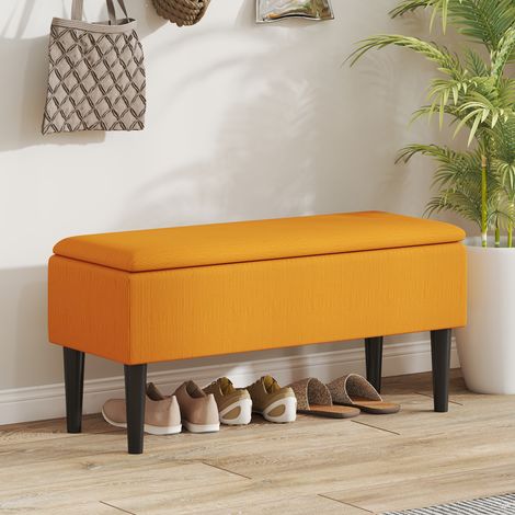 Banc Fondoletto en Polyester et Bois pour Chambre et Entrée, 95x38x45 cm, Orange (1/5)