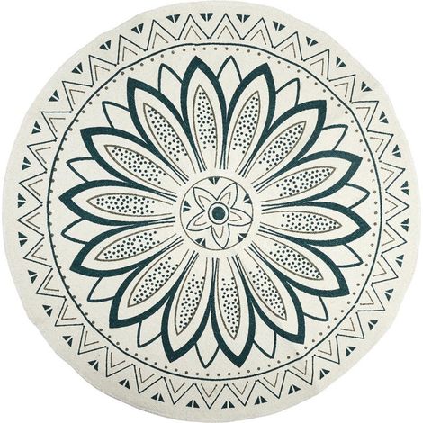 Tapis rond imprimé Mandala vert D90 (1/3)