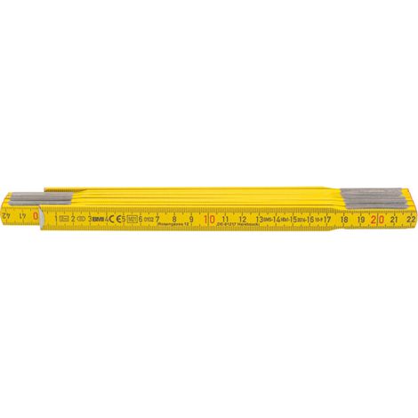 BMI Metre pliant bois jaune rivets recouv., Longueur : 2m