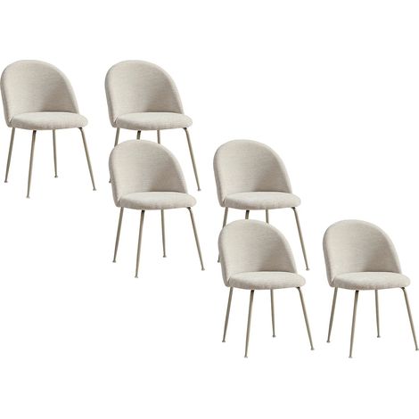Lot de 6 chaises en tissu texturé et métal - Beige - MELBOURNE (1/5)