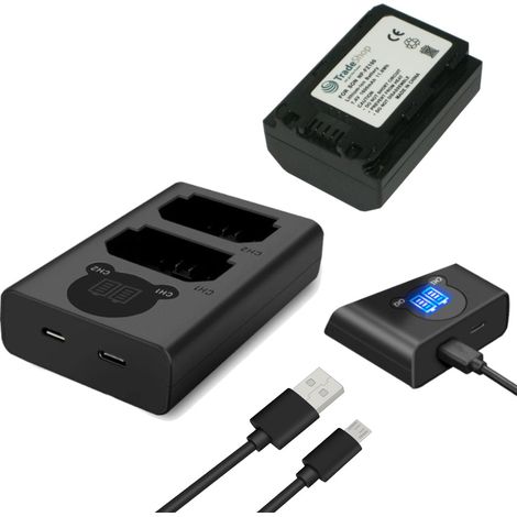 2in1 Set: Akku + USB-C Doppel Akku Dual LCD Schnell-Ladegerät für 2 Akkus für Sony Alpha 7R IV ILCE-7RM4 A7R IV A7R4 Alpha 9 ILCE-9 A9 A9S 9S A9R 9R (1/3)