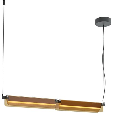 Maytoni Flat Plafonnier suspendu de bar moderne noir 3000 K 2480 lm abat-jour ambré