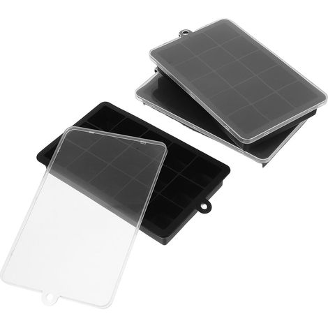 à Glaçons en Silicone Noir 15 Compartiments avec Couvercle 3pcs (1/5)