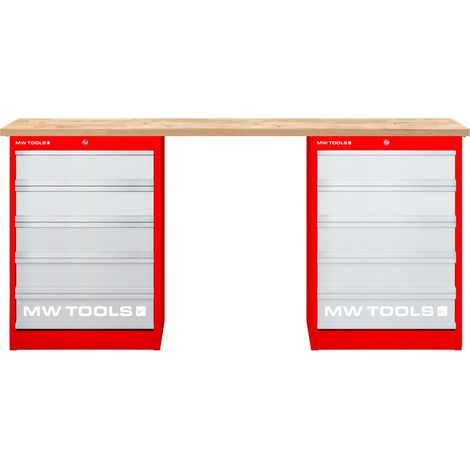 Établi modulaire Rubberwood avec 2 armoires à tiroirs 5T 2000 mm MW Tools MOD20L55R