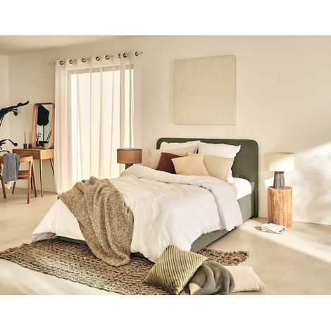 Bestmobilier – Lit coffre 160x200 cm – Tissu 100% polyester – Sommier inclus – Coffre de rangement intégré – Fabrication européenne