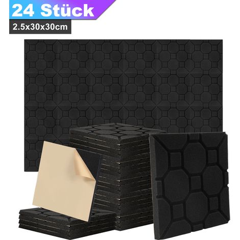 Randaco Pannelli fonoassorbenti adesivi 24 pz, profilo cubi 30x30x2,5cm neri
