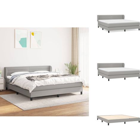 Sommier à lattes de lit avec matelas Gris clair 180x200cm Tissu - Lit Plateforme - Lit Tapissier - Literie - Matelas Ressorts Ensachés - Tête De Lit Ajustable (1/5)