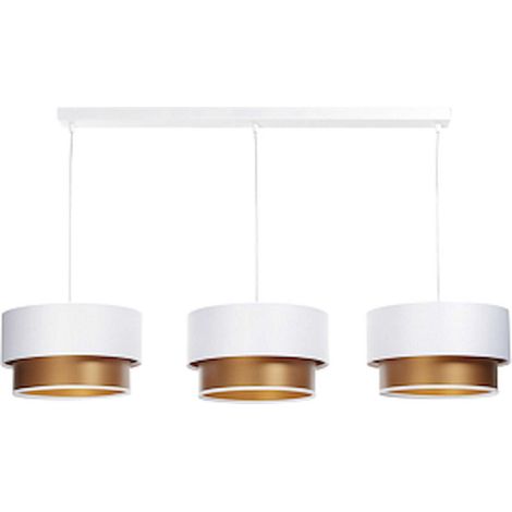Suspension design satin blanc et cuivre ambiance élégante - Blanc satin avec intérieur cuivre (1/4)