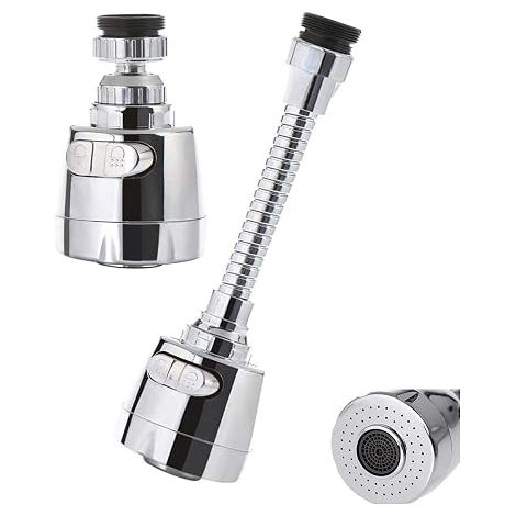 Rallonge de robinet de cuisine pivotante 360°, embout flexible pour évier avec rotation multi-angle, économie d’eau et anti-éclaboussures (1/5)