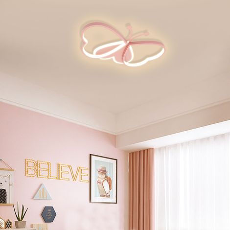 Plafonnier Papillon rose 80W 220V, luminaire LED à intensité variable pour chambre d'enfant 3000K 4500K 6000K, Luminaire (1/5)