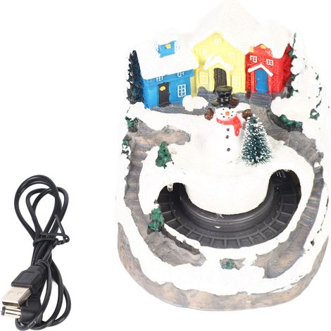 Weihnachtsspieldose aus Kunstharz, drehbare Lichterbahn, Tischdekoration für die Feiertage. (1/5)