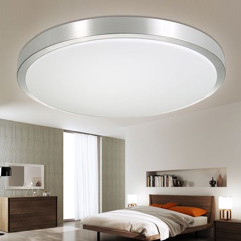 Plafonnier LED rond moderne blanc froid 6000K pour salon, chambre, salle à manger, bureau, design épuré, éclairage élégant