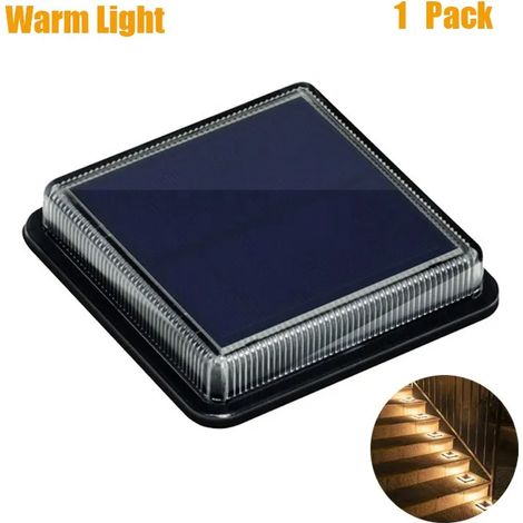Lampe solaire de terrasse (blanc chaud) à 12 LED, panneau solaire le plus grand, étanche, allumage/extinction automatique, décoration de jardin. (1/5)
