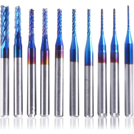 Coffret de fraises CNC 10Pcs – Diamètre de queue 1/8 – Pour fraisage de bois dur et fibre de carbone – Arête de coupe tranchante (1/5)