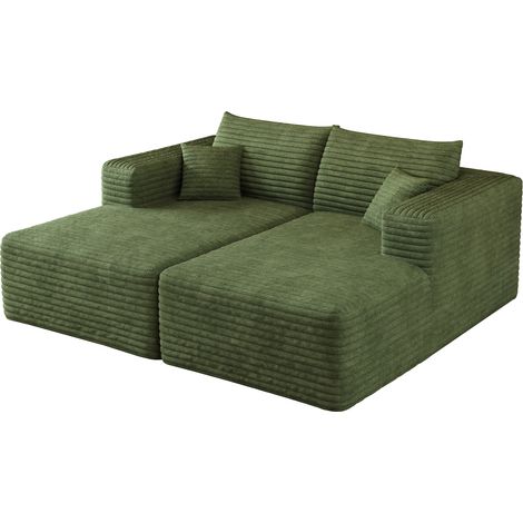 Canapé modulable en tissu vert sans montage, design minimaliste avec méridienne et confort moelleux, idéal salon, appartement ou chambre  CHICFURN (1/5)
