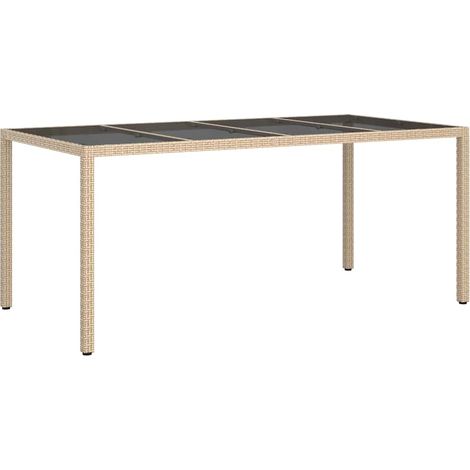 vidaXL Tavolo da Pranzo da Giardino Beige 190 x 90 x 75 cm Poly Rattan