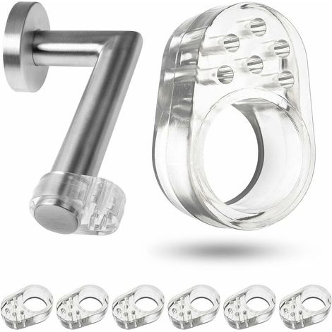 Butoirs de poignée de porte, 6 pcs, Empêche les marques sur les murs, Transparent, Ouverture Ø 18 mm, En silicone souple + élastique, Butée de poignée de porte, Protège-fenêtre, Butée de porte (1/5)