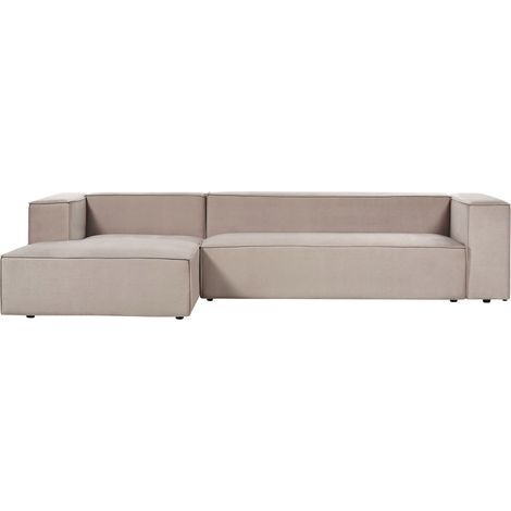 Corner Sofa 3 Seater VERNON Velvet Taupe Right Hand