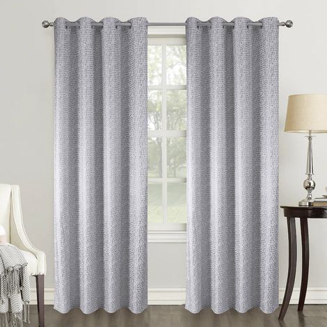 Paire de rideaux obscurcissants au style géométrique Gris clair 140x260 cm