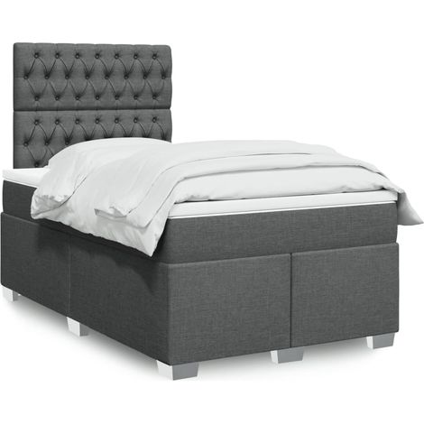 Boxspringbett mit Matratze Dunkelgrau 120x200 cm Stoff