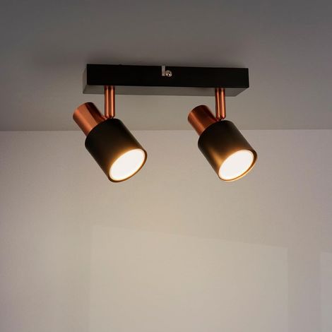 Plafonnier Série Gold 2 spots GU10, pour usage en intérieur sec IP20, convient pour salle de bain, salon, chambre et cuisine (Ampoule non incluse) (1/5)