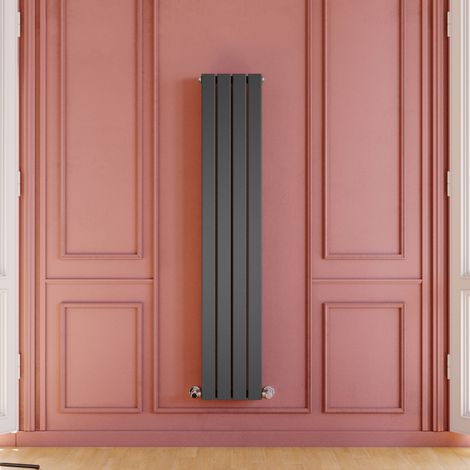 ELEGANT Anthracite Vertical Column Radiator High Thermal Conductivity Steel Bathroom Radiator Central Heating Rad, 1600 x 300 mm Double Flat Panel (1/5)