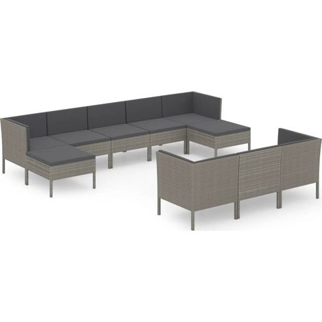 Maison Exclusive - 10-tlg. Garten-Lounge-Set mit Auflagen Poly Ra