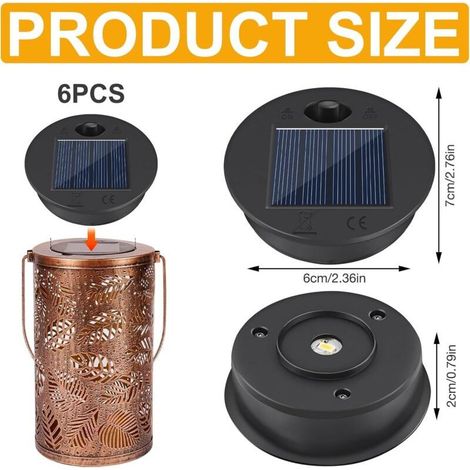 Set mit 6 wasserdichten LED-Solarleuchten als Ersatz, 7 cm, kompatibel mit Garten- und DIY-Solarleuchten