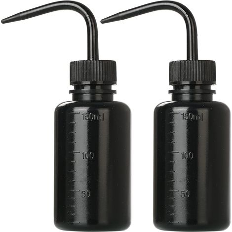 2 botellas de 150 ml con tapones curvos, ideales para regar suculentas y para usos medicinales, color negro. (1/5)