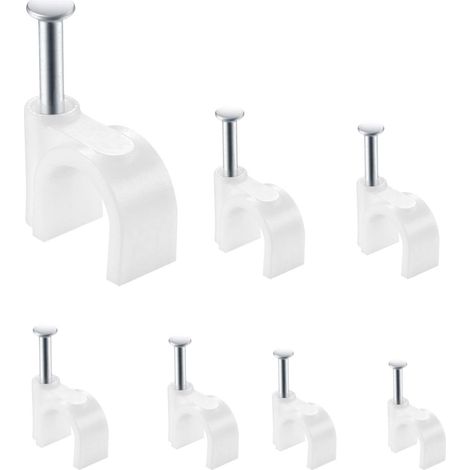 700 bridas para cables con clavos redondos de acero, abrazaderas para cables, clips para cables, sistema de fijación de cables - 4 mm, 5 mm, 6 mm, 7 mm, 8 mm, 10 mm (1/5)