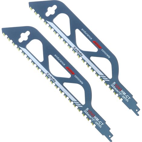 Lames de scie sabre 305mm – Lot de 2 – Acier au carbure pour coupe précise de bois, métal et béton – Compatible avec scies sans fil - S1243HM