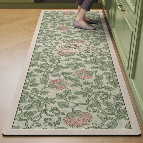Tapis de cuisine et de salle de bain floral romantique, tapis antidérapant facile à nettoyer, tapis de salle de bain et anti-fatigue, 40x60cm, Style 4 (1/4)