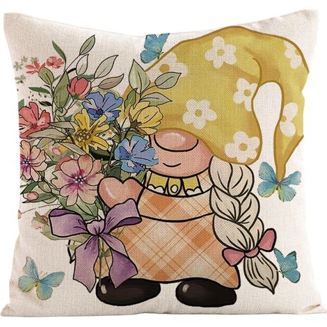 Frühlingskissenbezüge 45x45 cm, florale Kissenbezüge, quadratische Kissenbezüge mit Cartoon-Muster für das Wohnzimmer (1/5)