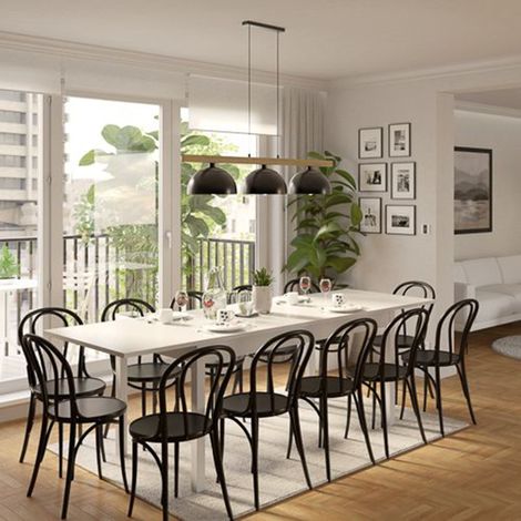 Mesa Extensible Lireli, 12 Plazas, Extensible, Mecanismo de Extensión Central, 160x80x76h cm Blanco (1/3)