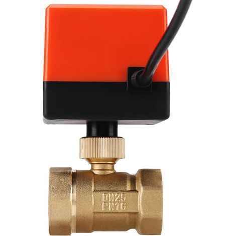 Vanne à bille électrique en laiton, 2 voies, 220 V CA, 3 fils, 1,6 MPa, filetage DN25, arrêt motorisé (1/5)