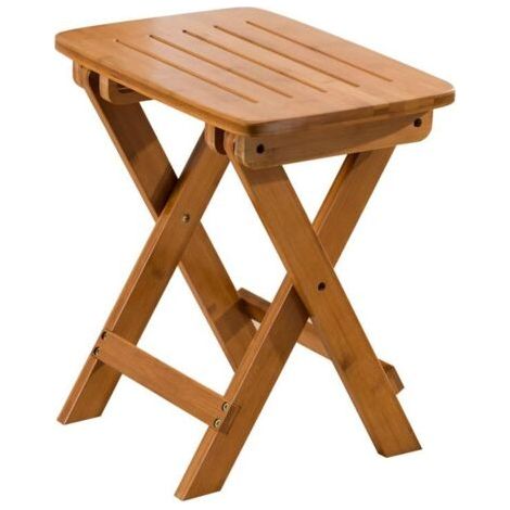 Tabouret pliable en bois massif – Pieds pliables pour gain de place – Pour usage intérieur et extérieur – Dimensions compactes (1/4)