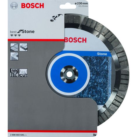 Bosch – Disque diamant pour meuleuse 230mm – Alésage 22,23mm – Coupe nette pour pierre – Longévité 1,5x supérieure (1/10)