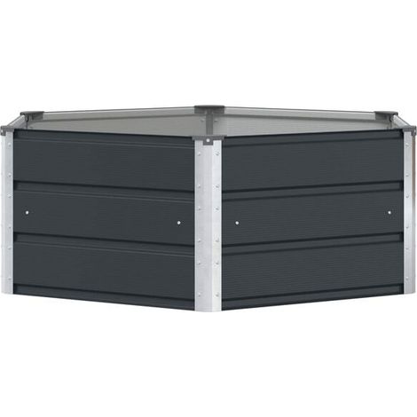 Pot de fleurs couleur anthracite, 129 x 129 x 45 cm, en acier. (1/5)