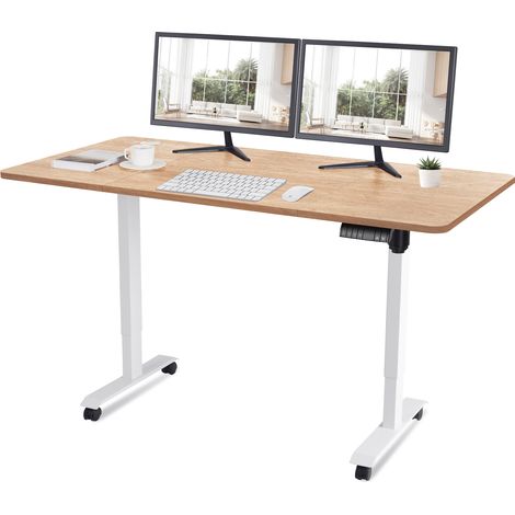 160CM Bureau debout réglable en hauteur avec moteur électrique, bureau d'ordinateur, hauteur à mémoire intelligente, protection contre les collisions avec les roues.