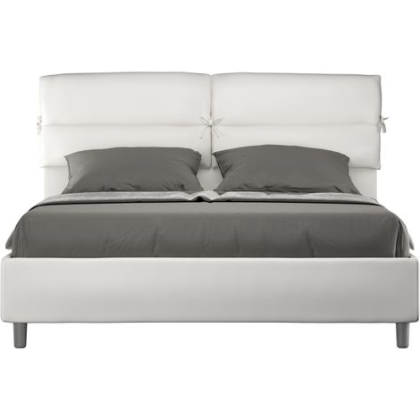 Letto matrimoniale contenitore imbottito 160x190 similpelle bianco Nandy (1/5)
