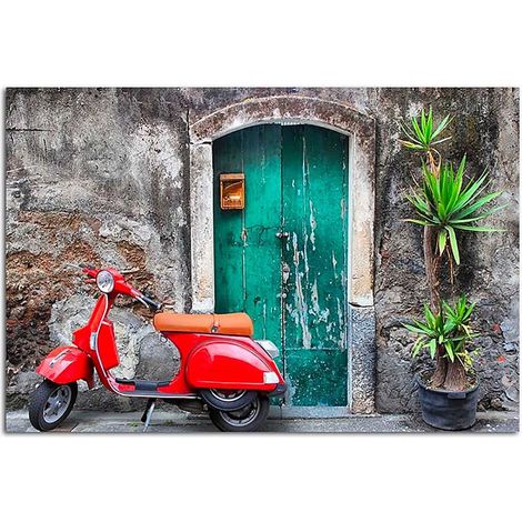 Tableau bois toscana - scooter - 50 x 40 cm (1/3)
