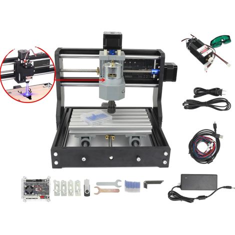 Machine CNC Mini DIY, 3 Axes, Design Compact, Avec laser de 2,5 W (1/2)