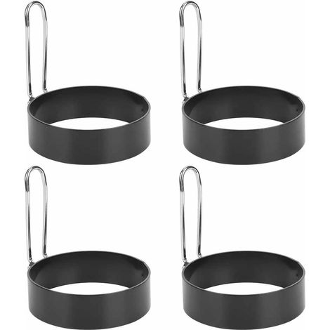 Ensemble de 4 pièces pour faire des œufs ronds antiadhésifs avec poignée en acier inoxydable, grille à œufs et friteuse à œufs ronde de style occidental (1/5)