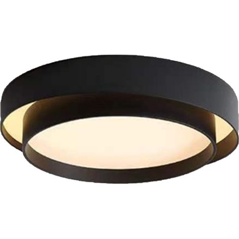 Ortviai Applique murale ronde à double anneau en fer noir – Éclairage LED sans scintillement, chaleureux et moderne pour chambre ou couloir (1/5)
