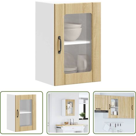 vidaXL Küchen-Hängeschrank mit Glastür Lucca Sonoma-Eiche (1/5)