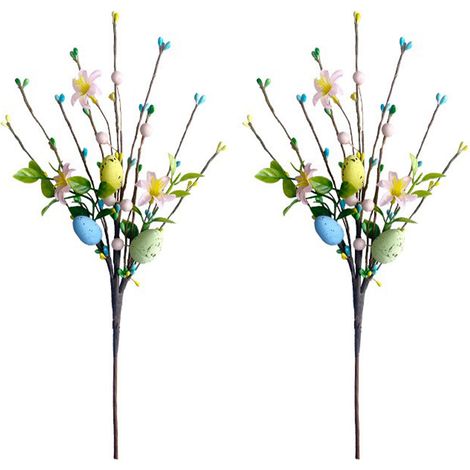 (Œufs de Pâques, perles de riz, algues, petits bouquets, orchidée tigre rose A08961) 2 pièces par paquet, bouquets d'œufs de Pâques factices, œufs de Pâques en mousse, perles de riz, compositions flor (1/2)
