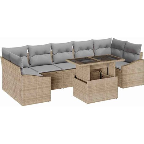 Garden Sofa Set with Storage 8 pcs Beige Poly rattan vidaXL (1/5)